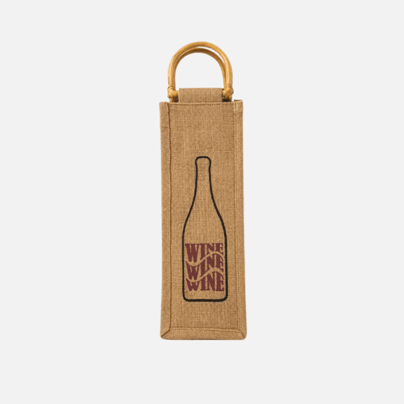 Premium Jute Wine Bag with bamboo Handle